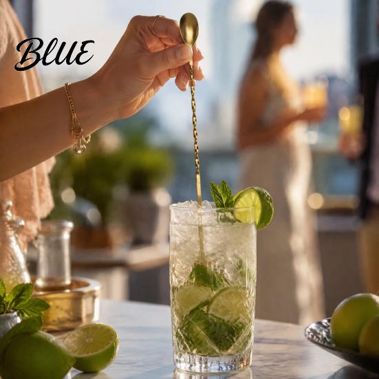Stainless Steel Cocktail Drink Spoon Spoon Stirrer Mixing Stirrer Bar Long Handle Barista Coffee Stirring Tool with Spiral Twisted