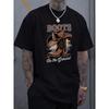 European Sizes Men'S Black T-Shirt with Cowboy Boots and Hat Graphic Boots On the Ground for Casual Wear