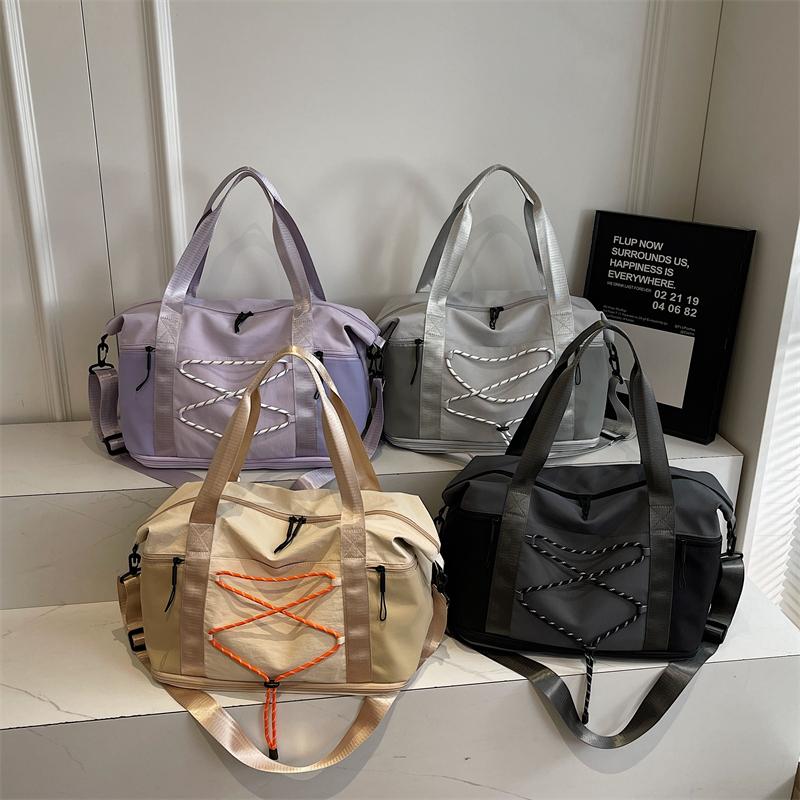 Casual Casual Tote Bag Lightweight Solid Color Travel Luggage Bag Drawstring Portable Oxford Cloth Shoulder Bag Travel