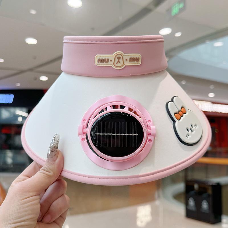 Children's Hat with Fan Solar Rechargeable Boys and Girls Big Hat Brim Sun Protection Sunshade Summer Travel Sun Hat