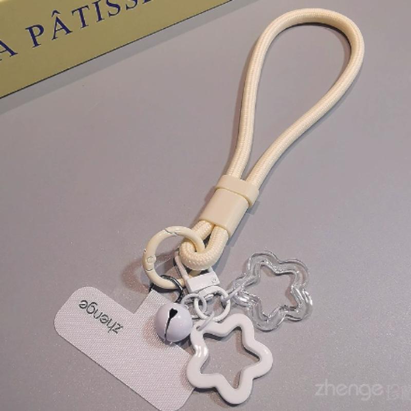 Women's Cotton Woven Phone Lanyard with Star Bell Charm and Dopamine Design