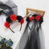 Black Rose Skull Hair Band Lace Cosplay Headdress Cool Halloween Headband  Girl