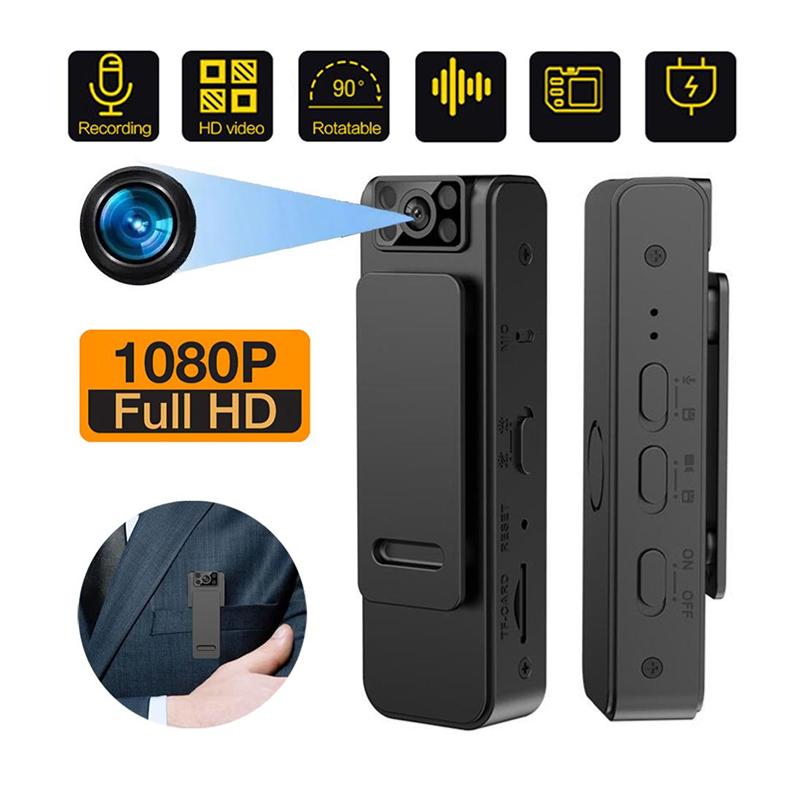 

L8 Міні-камера Відео-аудіозаписувач HD 1080P Конференція Спорт на відкритому повітрі Циклічний запис Відеокамера Петлична камера Магнітна застібка With WiFi чорний