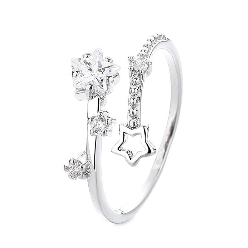 2026 New Star Ring Women's Fashion Personality Light Luxury Niche Simple Open Ring Ins Cold Wind Index Finger Ring Jewelry