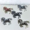Enamel Horse Shape Brooch with Sparkling Rhinestones Details Versatile Zinc Alloy Pin Jewelry for Gift Giving