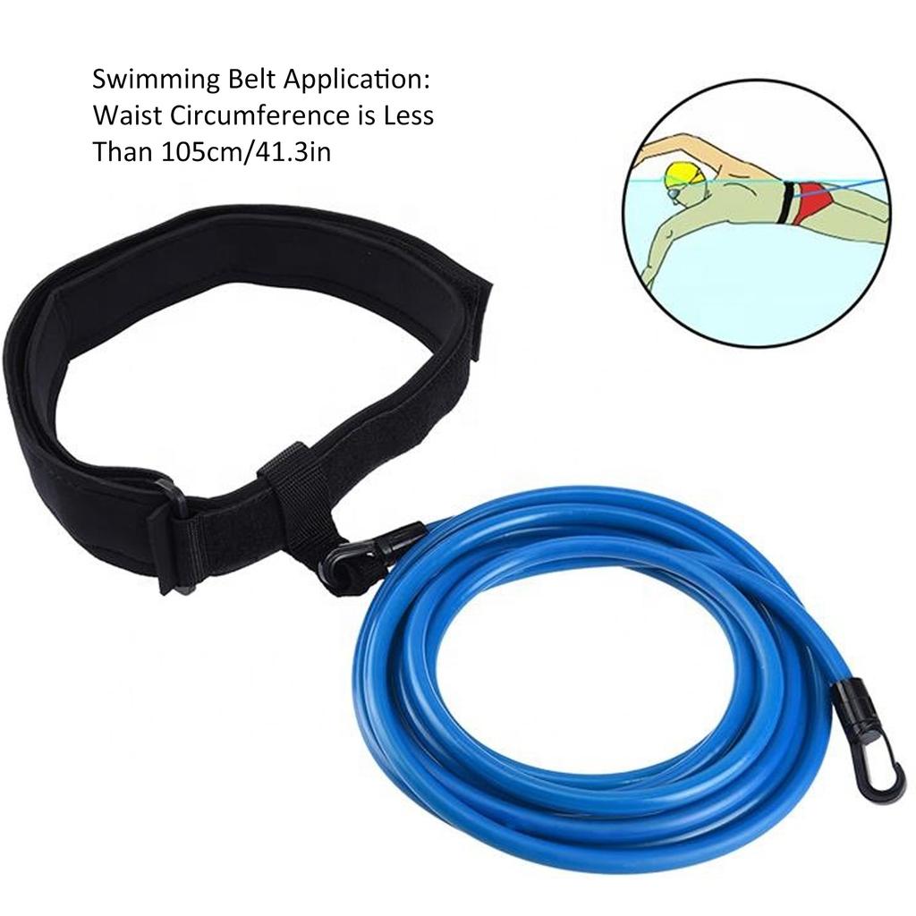 Adjustable Swim Training Resistance Elastic Belt Swimming Exerciser Safety Rope Latex Tube