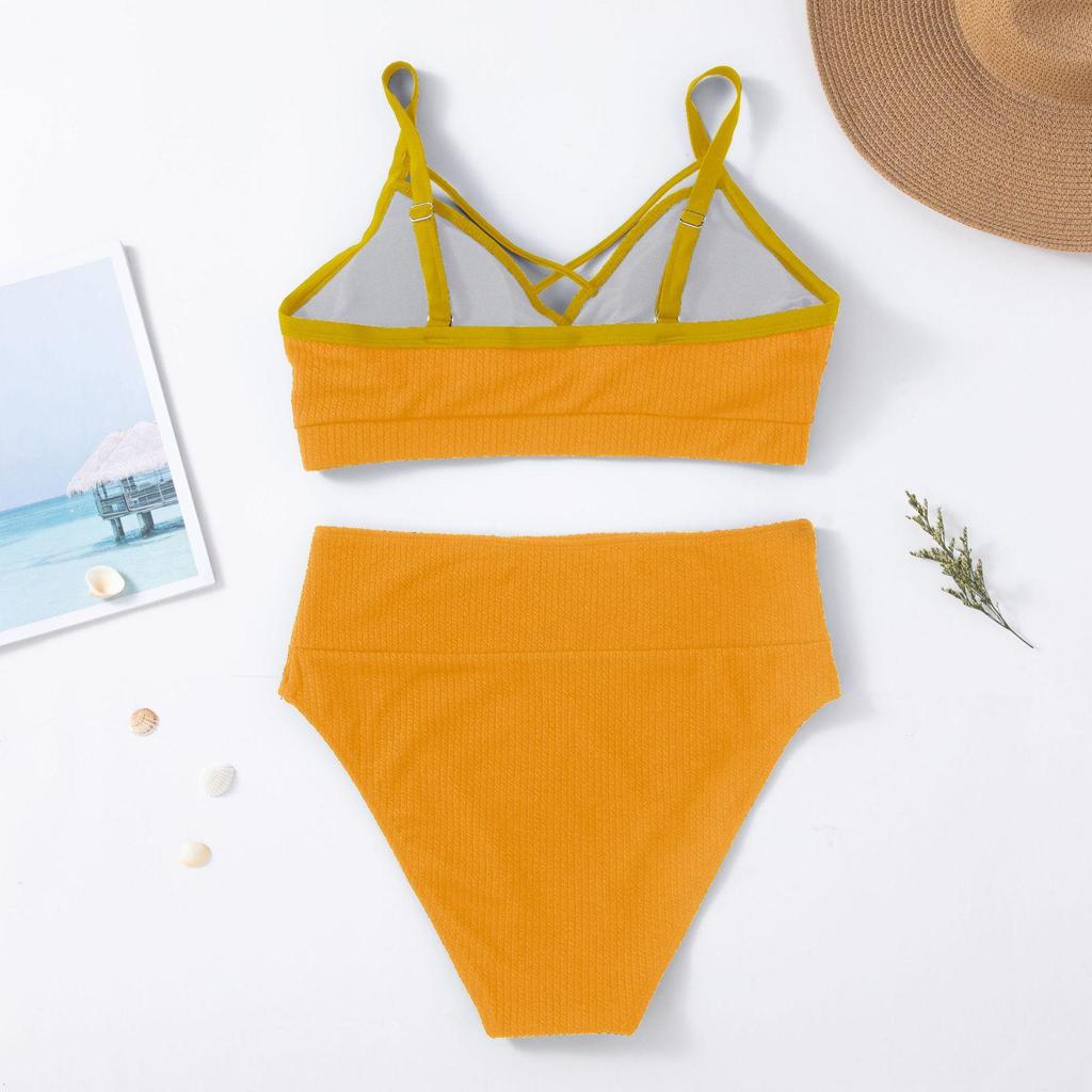 Women's Solid Color Swimwear Swimsuit Two Piece Beachwear Bikini Plus Size Bathing Suits