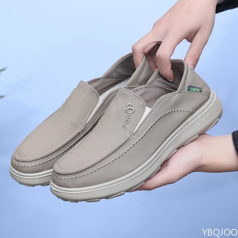Fashion Trendy Thick Soled Men's Cloth Shoes Breathable Lazy Low Cut Versatile Comfortable Flat Bottom Casual Loafers Zapatos De Hombre