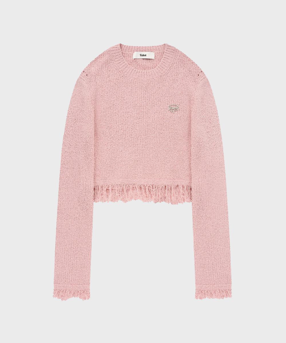 Pallet Fringe Long Sleeve Knit Pink Pink/M