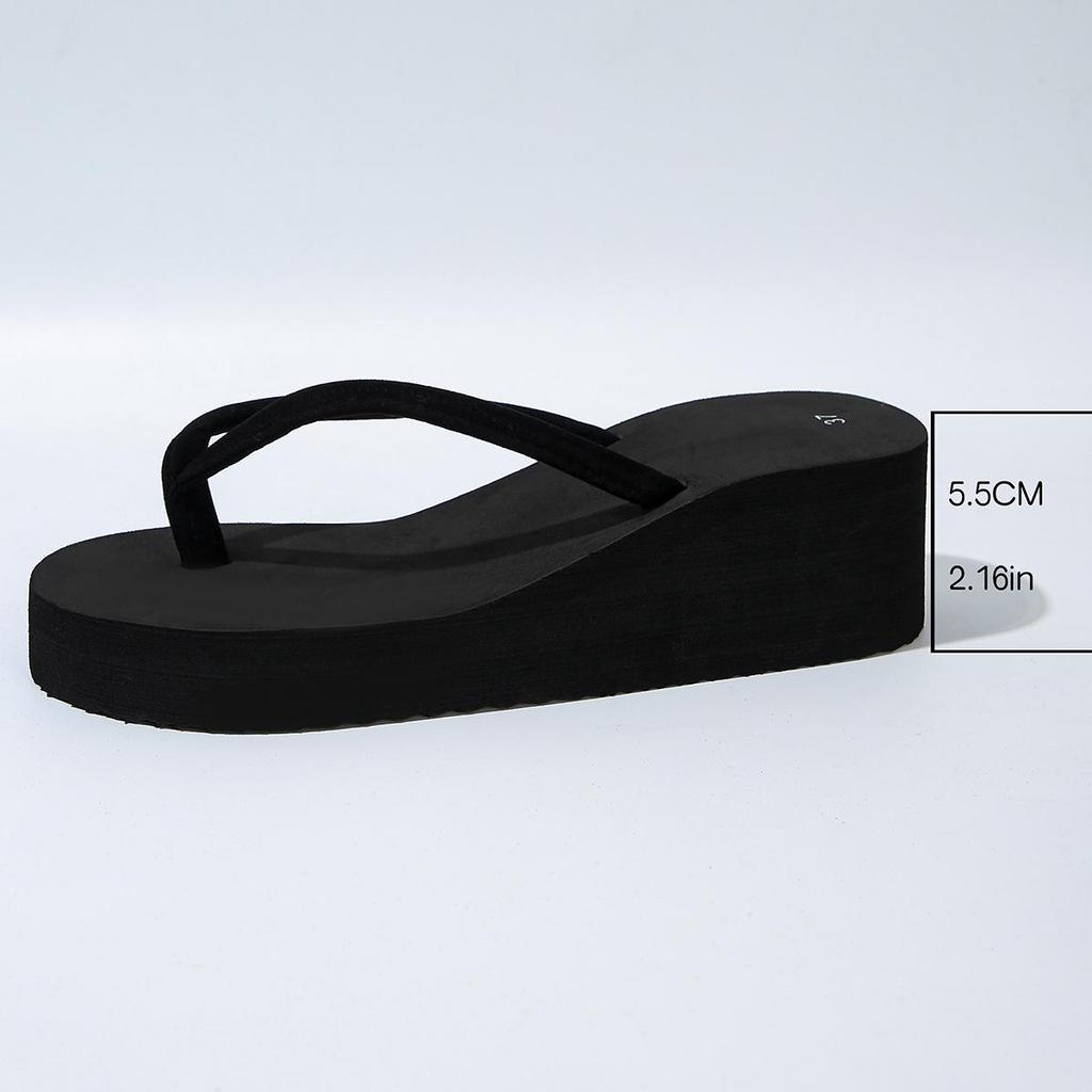 2025 Women's Platform High Heel Wedge Beach Thong Sandals for Petite Height Increase