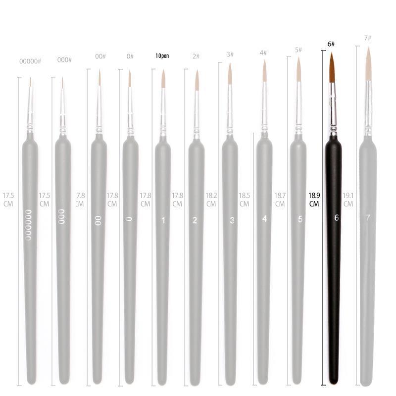 Set Pennelli Liner Triangolari Pelo di Lupo - Set da 11 Pezzi Pennelli Ultra-fini in Nylon per Acquerello e Contornatura