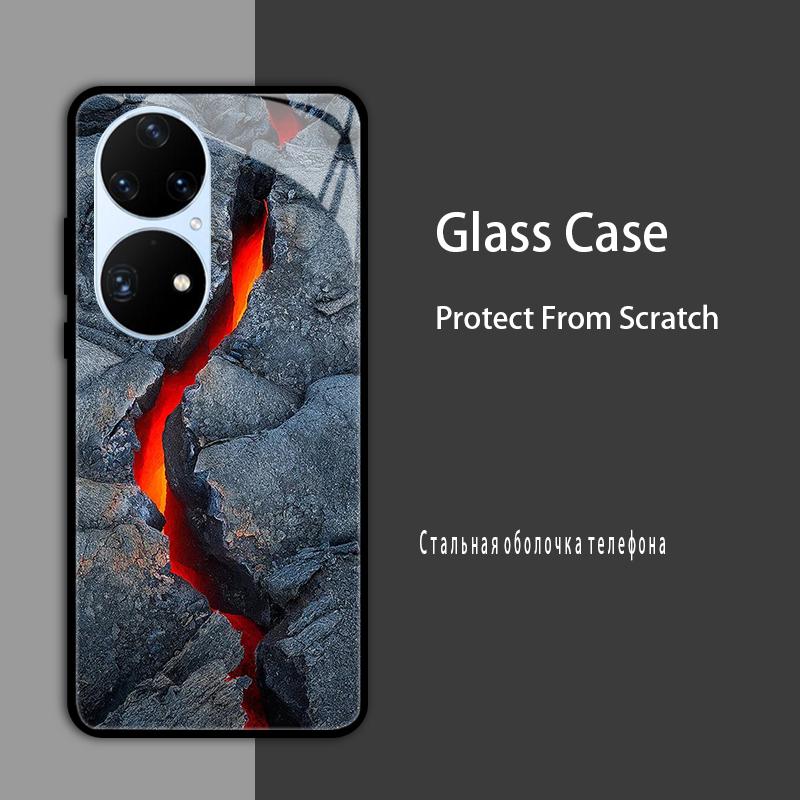 For Huawei P50 Pro Case P50E P 50 Luxury Tempered Glass Phone Case For Huawei P50 E Back Cover Fashion Protective Coque P50Pro
