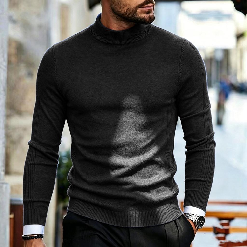 Men's Fall Winter Thick Warm Mock Neck Slim Fit Knit Sweater Pullover, Multi-Color