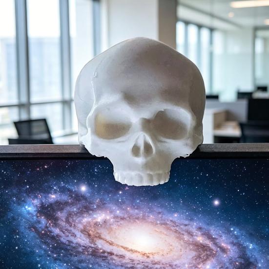 Skull Decoration Snap-On Monitor Clip 3D Printed Miniature Skull Figurine for Computer TV Screen Edge Unique Gothic Style Desktop Ornament