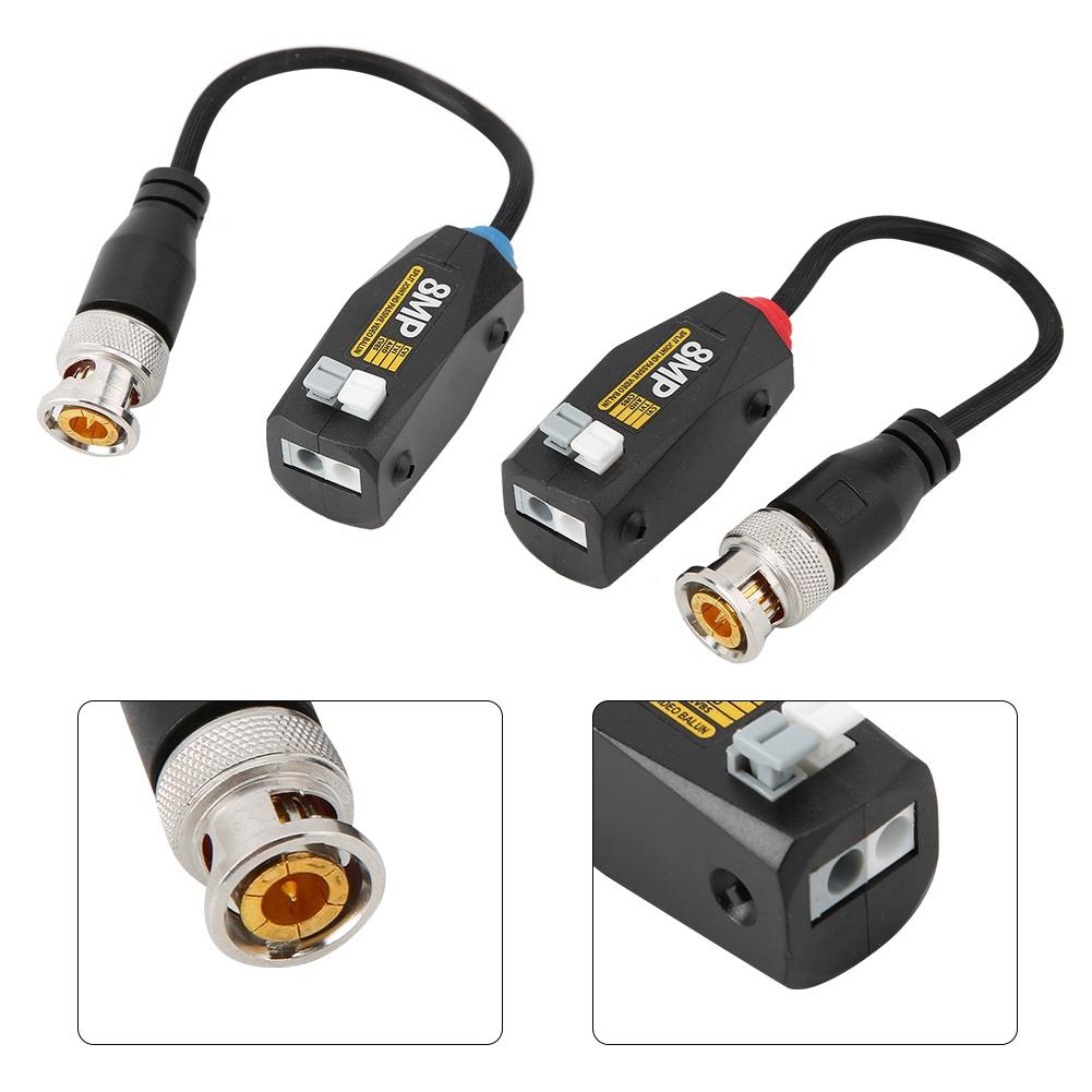 1 Paar 8MP Hochauflösender gespleißter passiver Video-Balun Push-Klemme Twisted-Pair-Sender