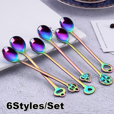 Juego de 6 cucharas de café creativas para cocina, comedor, postre, helado