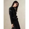 JUZUI ANNACOLL Women's Color Block Mock Neck Long Sleeve Wool Blend Knit Sweater