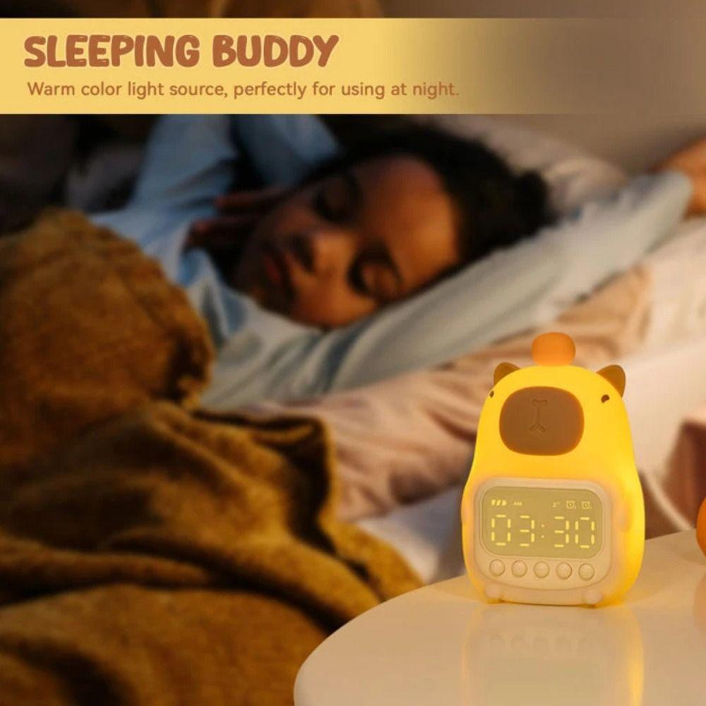 Charging Capybara Night Light Capybara Shape Bedside LED Clock Capybara Alarm Clock  Bedroom