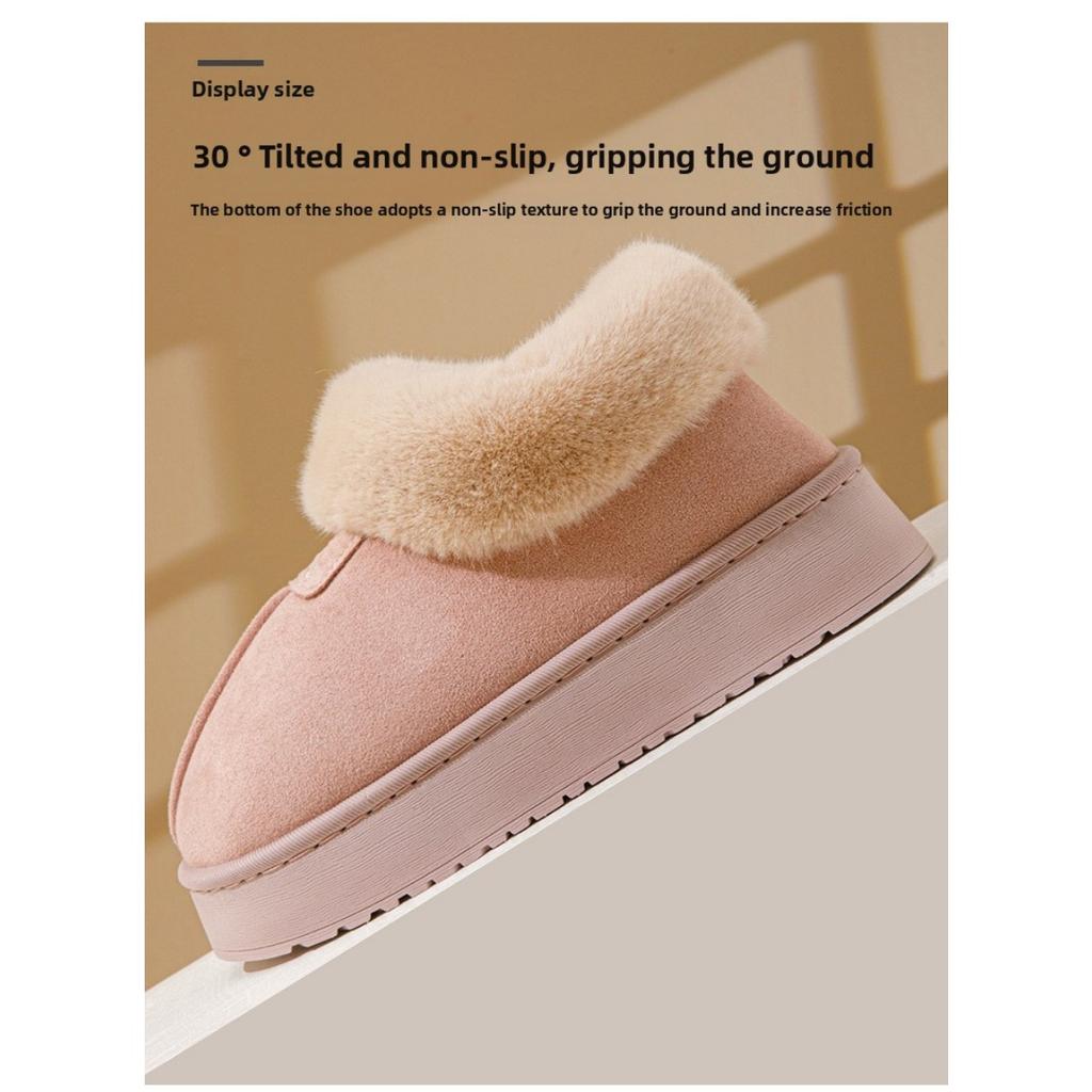 Cotton Slippers, Autumn and Winter Women's Home Bag, Postpartum Thick Soled Warm Couple with Fleece, Outdoor Snow Boots for Men