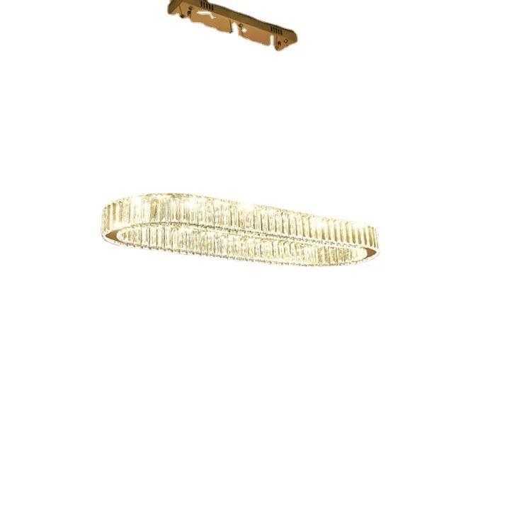 Modern Oval Crystal Chandelier Dining Room Decor Pendant Hanging Light Fixtures For Living Room Ceiling Decoration Lamp Lustres