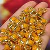 5Pcs, Aura Healing Gemstone Pendant with Golden Accents, Stylish Handmade Lock Shape Charms for Jewelry Making DIY Necklace Materials 9×10mm