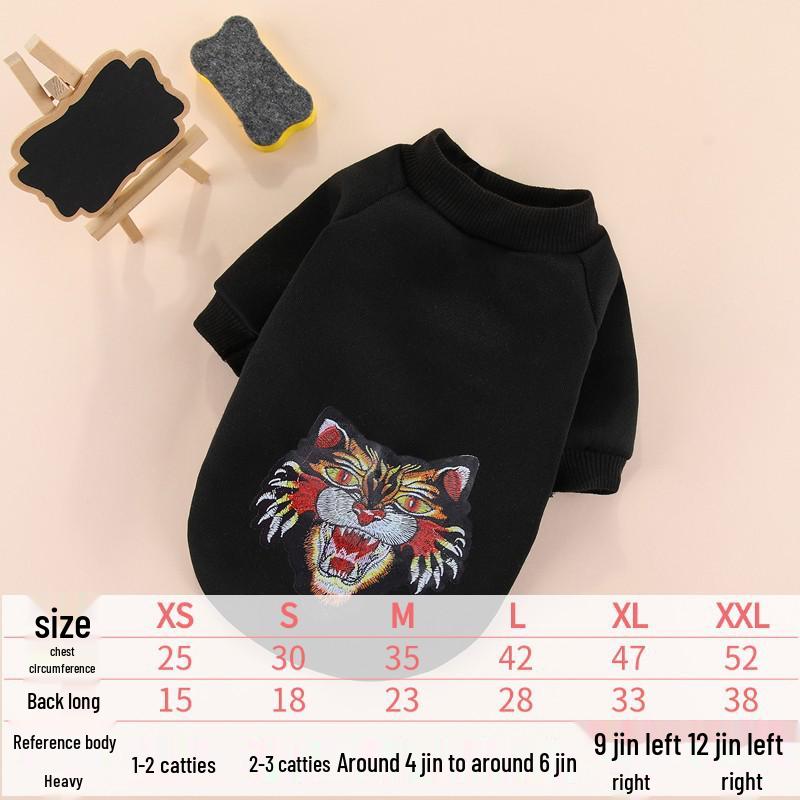 

Teddy Fleece Hoodie for Dogs - Autumn/Winter Wear for Poodles, Bichons, Pomeranians, Puppies - Two-Legged Tiger Design XL