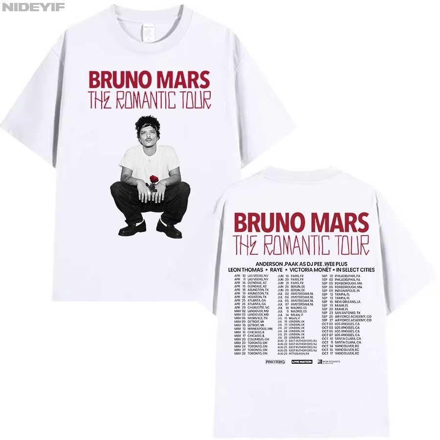 Bruno Mars The RoUnisextic Tour T-Shirt für Unisex Damen Hiphop Streetwear Oversized Tops 100% Baumwolle T-Shirt BM6