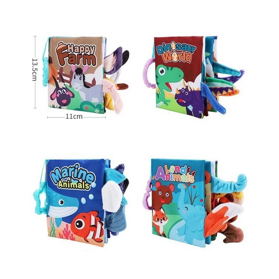 1 stück Weiche Baby Bücher Touch Feel Hohe Kontrast Stoff Buch Tiere Dinosaurier Sensorischen Montessori Frühen Lernen Spielzeug Kinder Geschenke