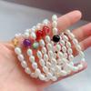 Recommended Natural Pearl Strawberry Amethyst Elastic Simple Versatile14K Gold bracelet with exquisite handmade beads