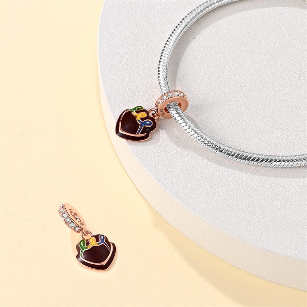 Charms Original Copper Chocolate Cake Pendant Beads Fit Bracelet Diy Fine Gift Women Delicate Jewelry Accessory