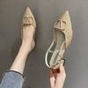 Niche Pointed High Heels 2024 Korean Version of the New One-word Belt Versatile Skirt Fashion Shoes Bag Head Thick Heel Non-slip Shoes