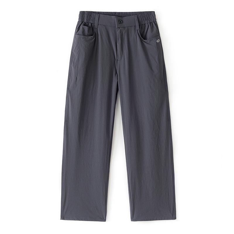Thin Nylon Ice Silk Pants for Men Commuting Waist Loose Straight Version Cool 9 Casual Pants