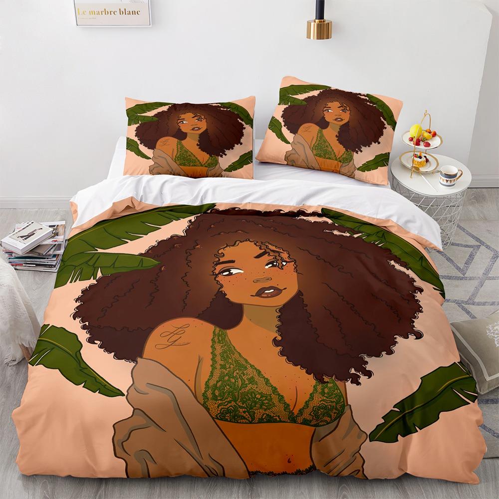 African Girls Bedding Sets Quilt Bed Cover Comforter Duvet Cover Pillow Case 2-3 Pieces Sets Kids Adult Bedroom Decoration