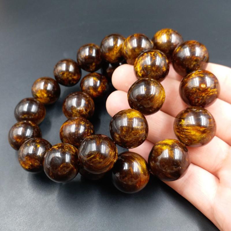 Amber Beeswax Round Bead Bracelet, Sea Willow Design, 18/20mm 18mm round bead bracelet