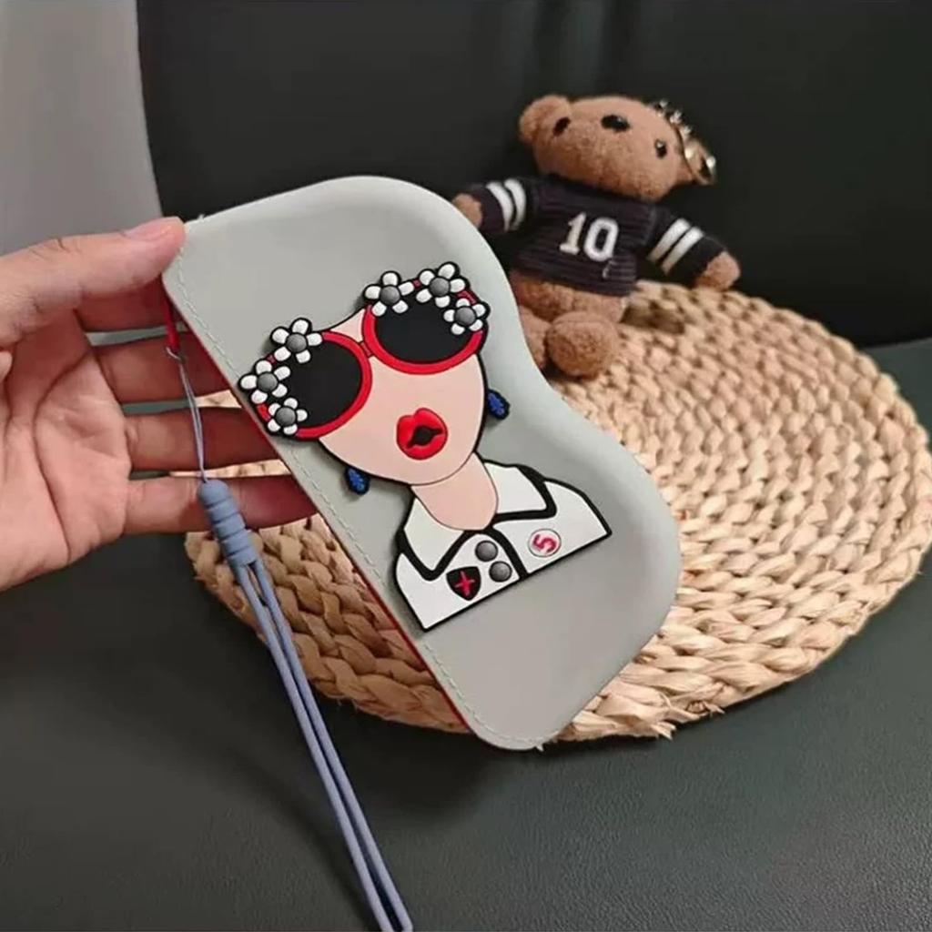 Stylish Sunglasses Soft Eyeglass Eyeglass Case with for Women [SIRAMO] Case, Case, Cute, Lightweight, Bag-Type Strap, (lightgreysimple)