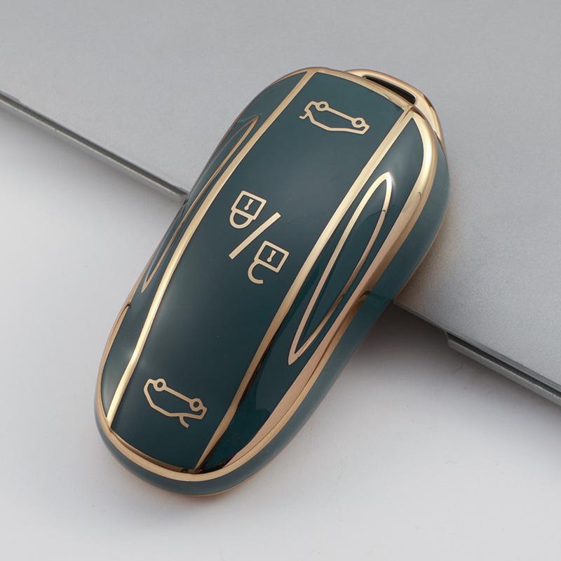 Fashionable Gold Edge TPU Key Case for Tesla Model X