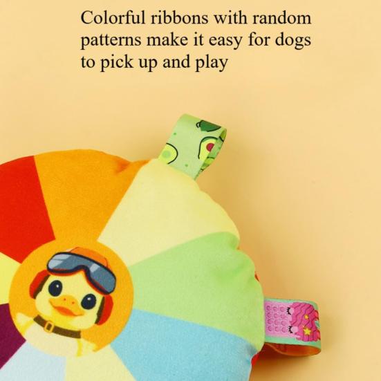 2 Pcs Rainbow Plush Flying Disc Dog Toy Interactive Sound Toy Outdoor Training Game Dog Chew Toy for Small Large Dogs
