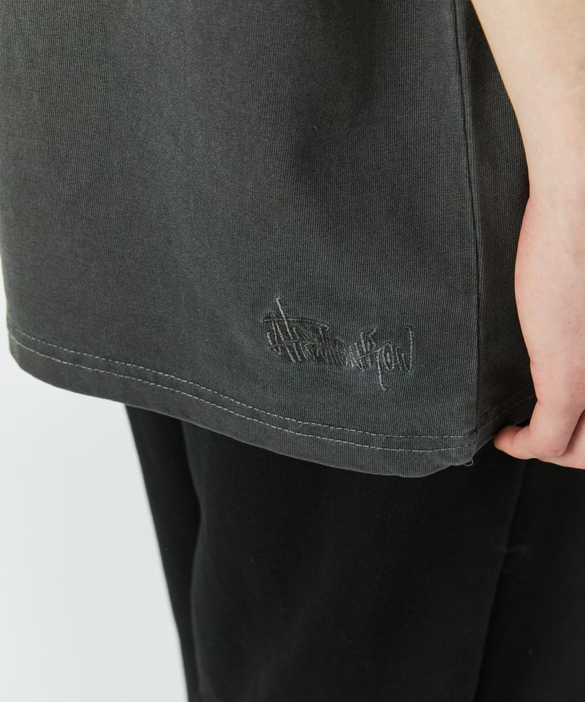 ATTENTIONROW Edition 1. Shoulder Cut Pigment Short Sleeve T-Shirt (Dark Gray)