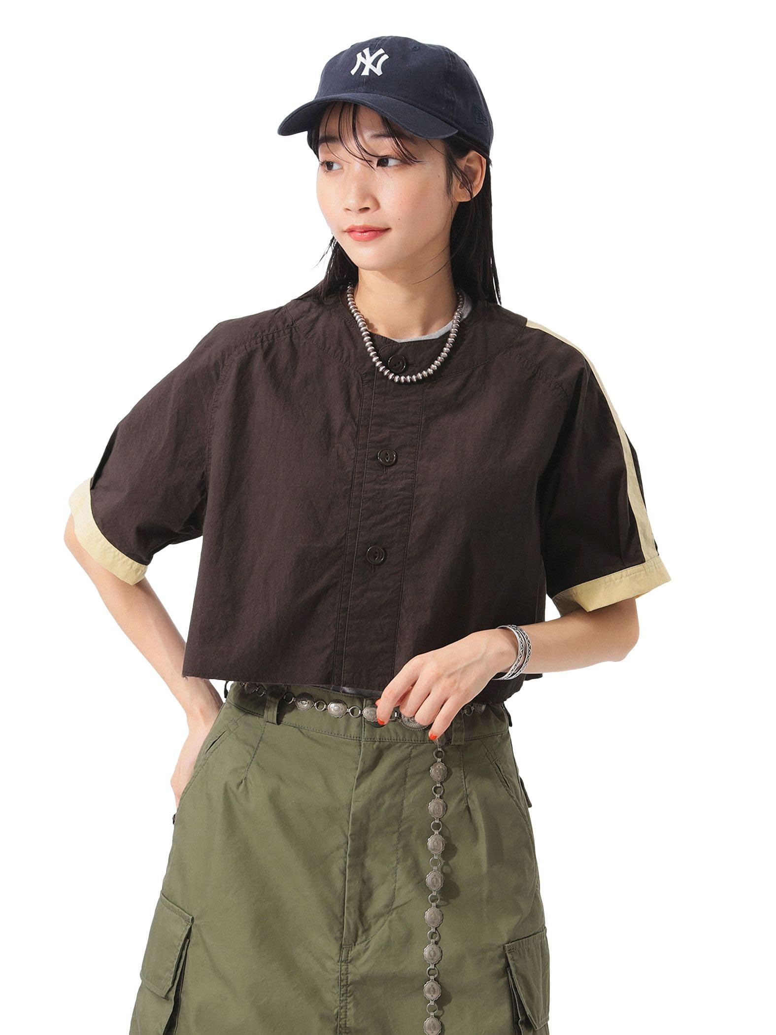 

Beams Boy Women s Short Baseball Short Sleeve Shirt, D.BROWN, Free Size