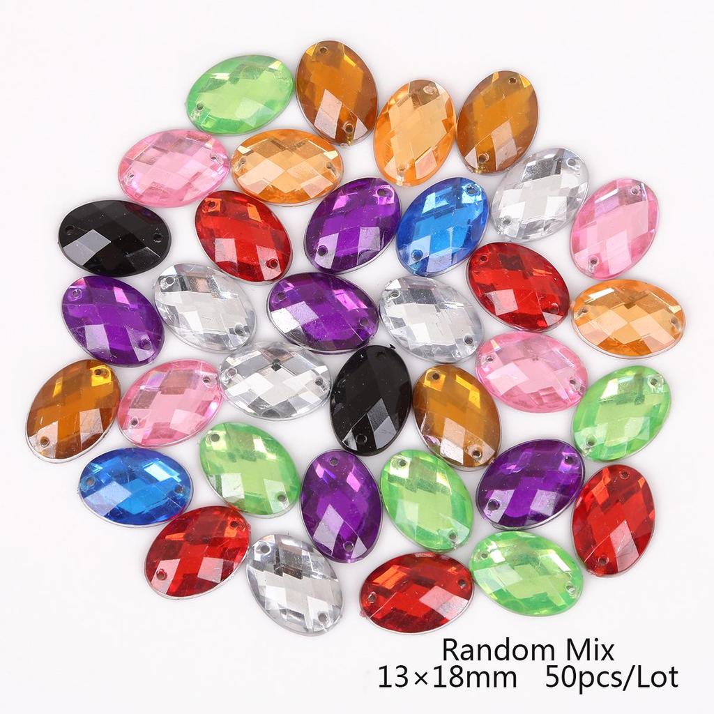 Round Multi-Faceted Acrylic Rhinestones with Double-Hole Flat-Back for Jewelry Accessories