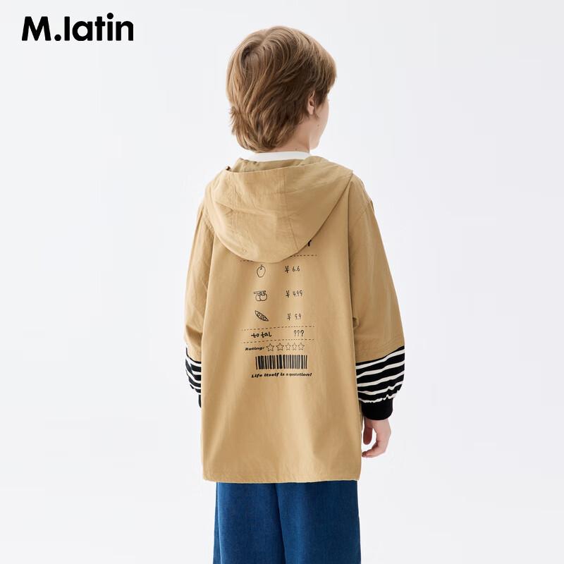 M.Latin Boys Hooded Workwear-Style Denim Trench Coat 160