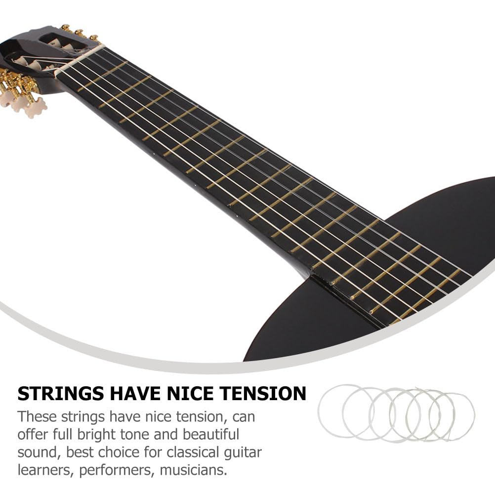 Adorainbow Classical Guitar Nylon Regular 6 for Gut Guitar Spare Strings Strings, 6-Pack, Strings, Tension, Replacement, Sizes, Clear/White, Practice,