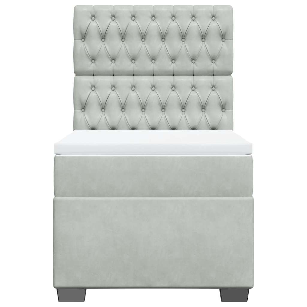 Vidaxl Continentale Bed met Matras, Lichtgrijs, Fluweel, 90x200 Cm