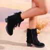 2024 New Fashionable and Versatile Winter Warm Women's Boots Solid Color Round Toe Tassel Decoration and Comfortable Zapatos