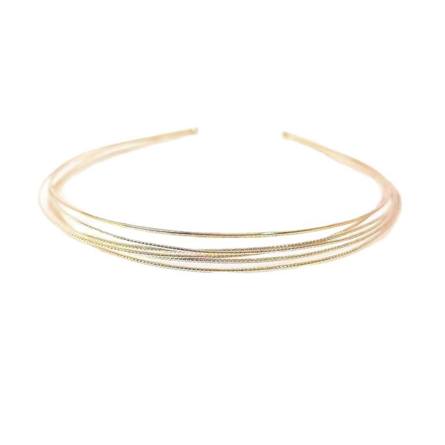 Neue dünne goldfarbene Stirnbänder für Damen, mehrlagiger Legierungs-Haarreif, doppelte Reihe, Metall-Haarbänder, Haaraccessoires, glatter Kopfschmuck