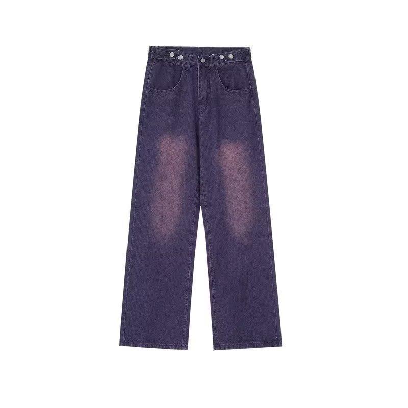 

2026 New Women s High Waist Retro Straight Leg Jeans - Petite, Floor-Length, Wide-Leg for Spring & Autumn. XL фіолетовий