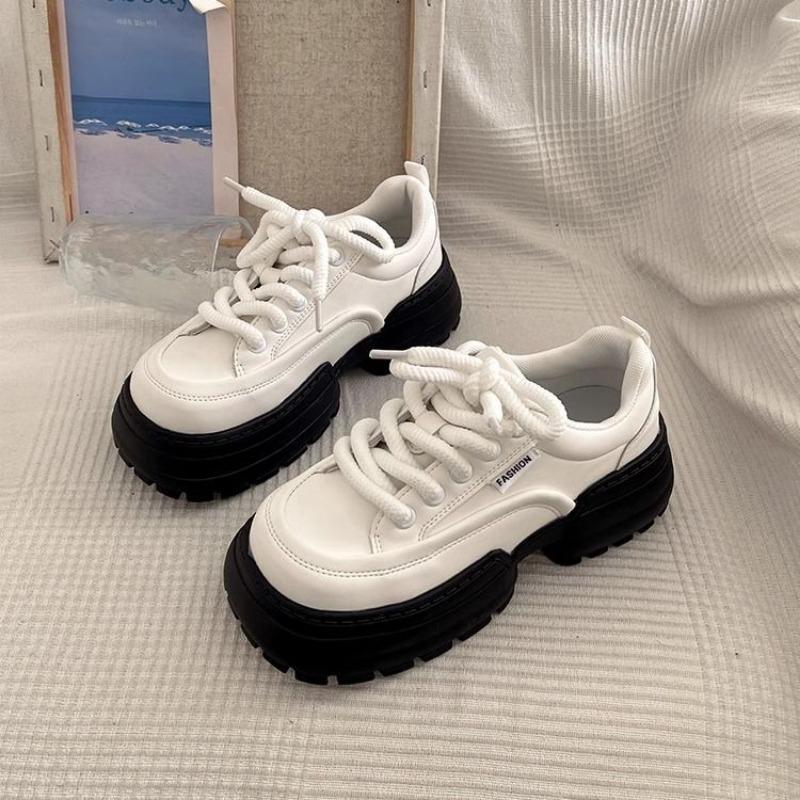 High-end thick-soled little white shoes women's spring versatile board shoes new height-increasing casual sports dad shoes