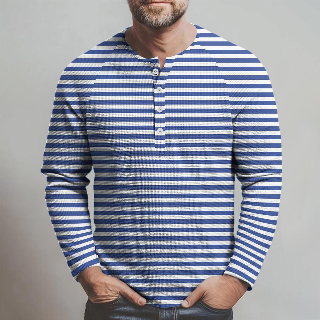 Men's Loose Casual Button Down Collar Long Sleeve Top