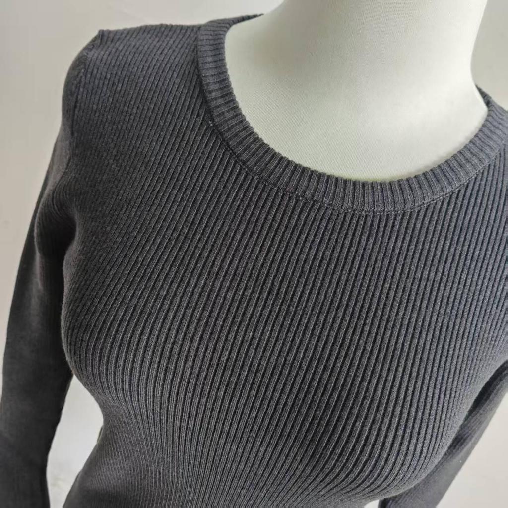 2026 Spring Yu Shuxin Gray Bell Sleeve Knit Sweater for Women - Base Layer Top