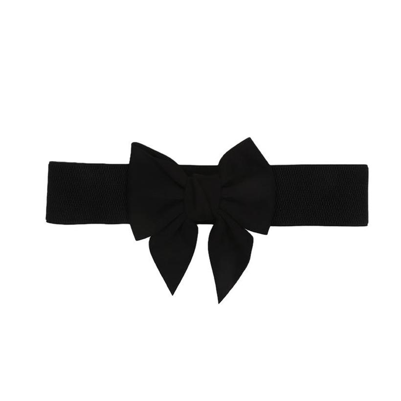 Vintage Bow Knot Elastic Waist Belt for Dress Women Elegant Stretchy Wide Waistband Cinch Belt